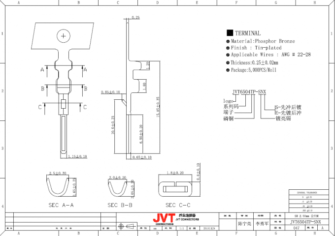 Connettori dell'alimentazione elettrica dell'alloggio UL94V-0 del nylon 66 per l'AWG #18 - cavo applicabile 22